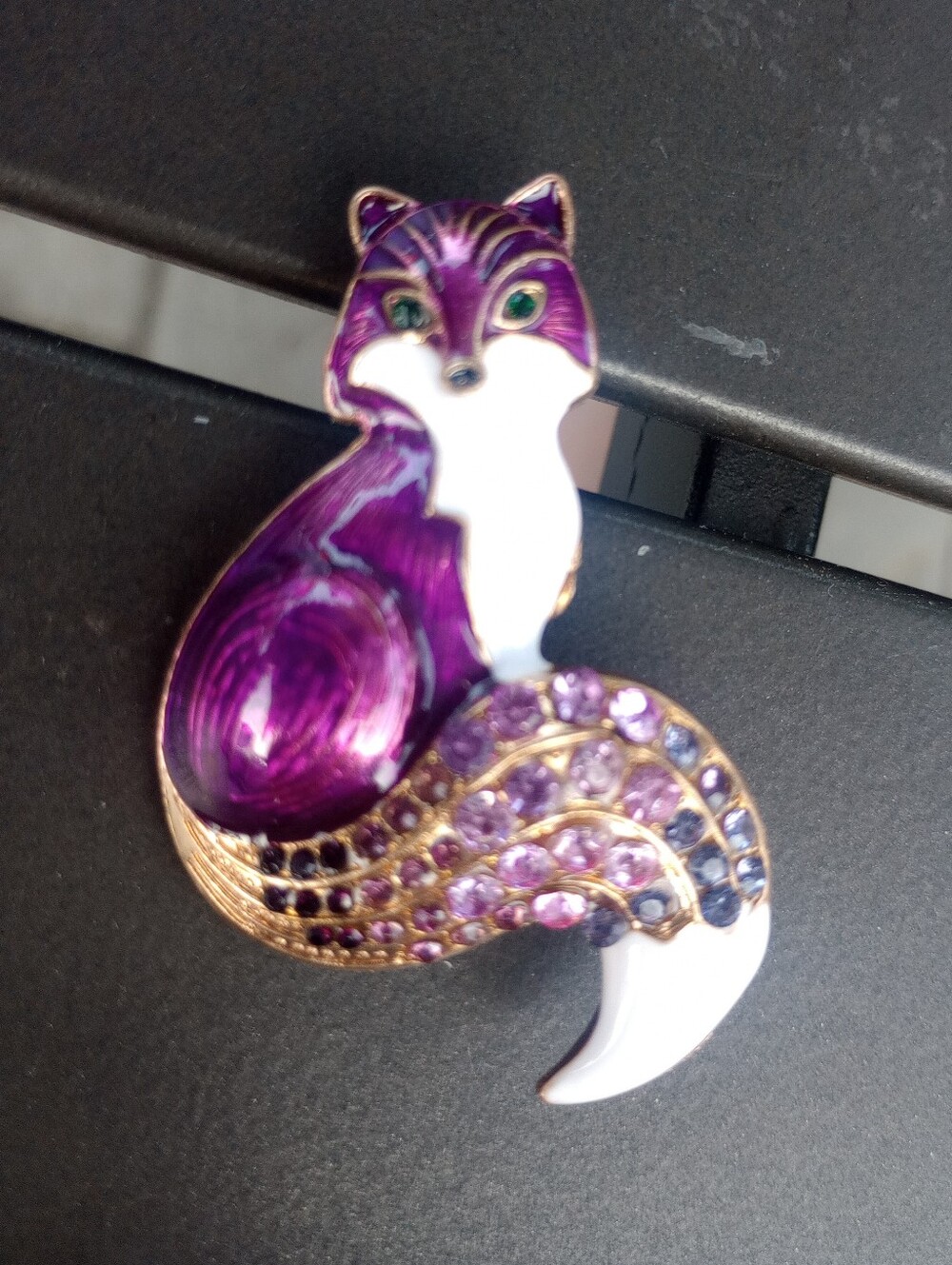 Purple Fox Crystal Brooch
